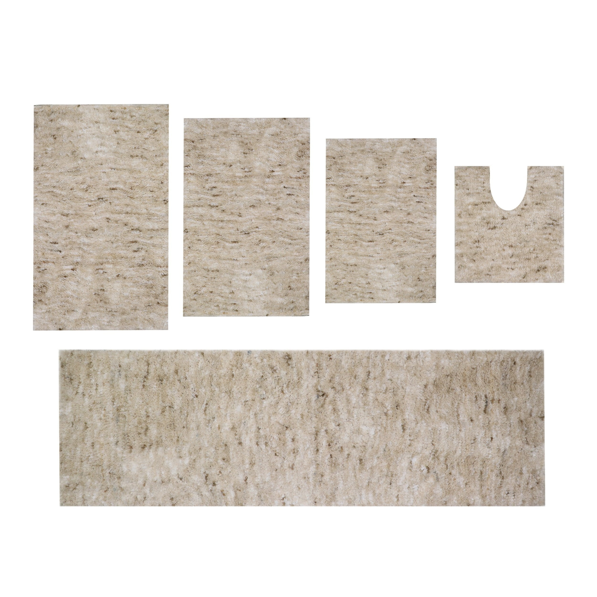 Home Weavers Cloud Comfort 100% Polyester Microfiber Non-Slip Bath Rug,Extra Soft Microfiber Bedroom Shag Carpet with Anti-Slip Backing,Water/Dust Absorbent Fast Dry Shower Mat - 5Pcs Set, Ivory