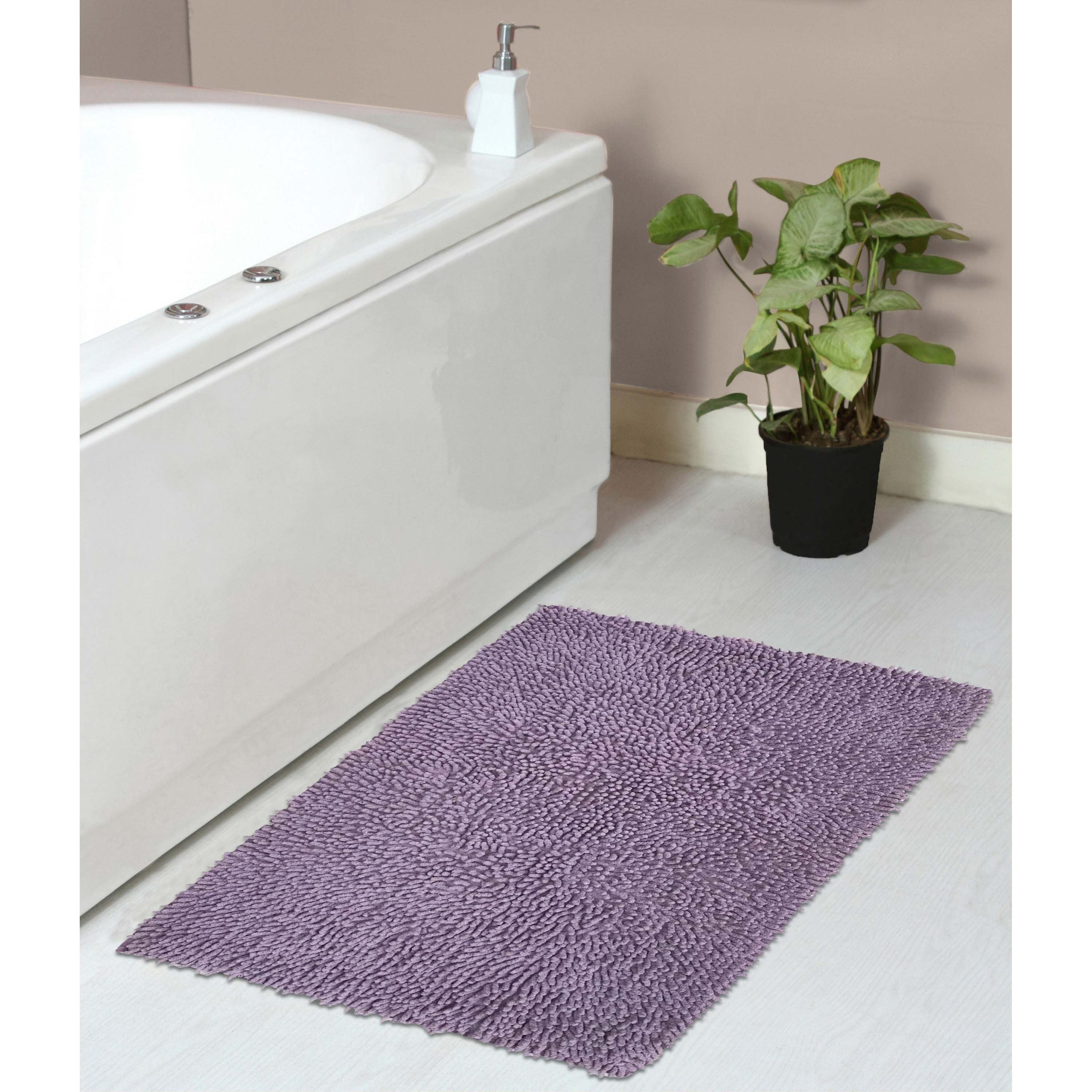 Home Weavers Fantasia Collection 100% Cotton Bathroom Rugs Set, Machine Washable Rug, Extra Soft & Water Absorbent bath Rug, Kitchen Mat, Bath Carpet, Bath Floor Mat Non Slip, 24"x40" Rectangle Purple