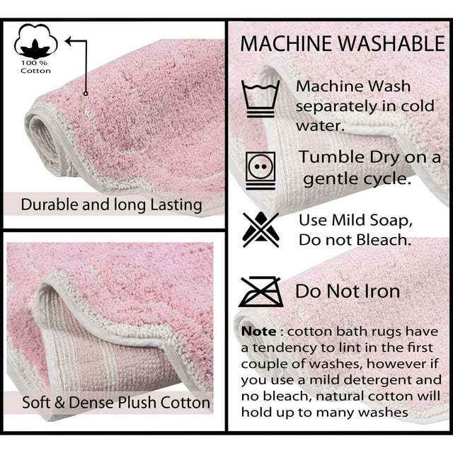Home Weavers Inc Home Weavers Allure Collection Absorbent Cotton, Machine Washable and Dry Bath Rugs Pink 21"x34"