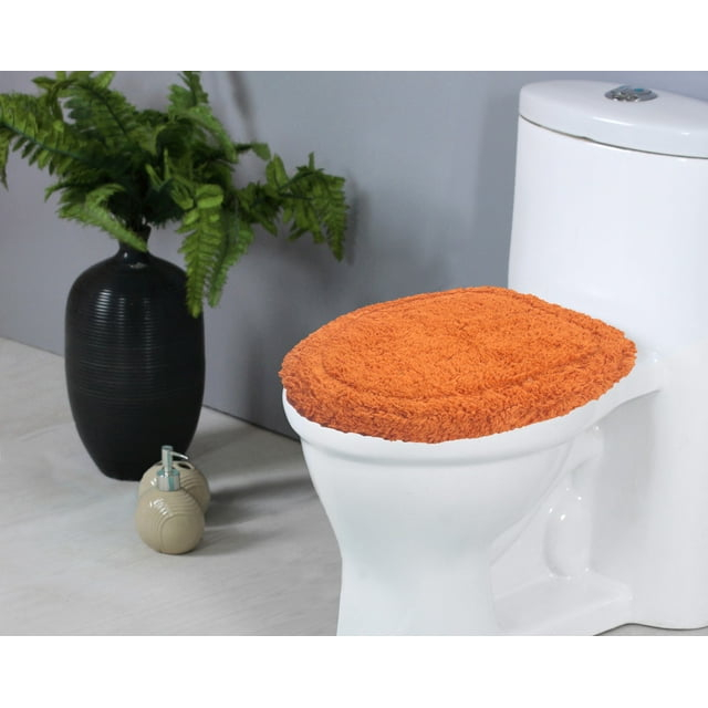 Home Weavers Inc Home Weavers WaterFord Collection Cotton Soft, Water Absorbent Toilet Seat Lid Cover, Machine Washable 18"x18" Toilet Lid Cover