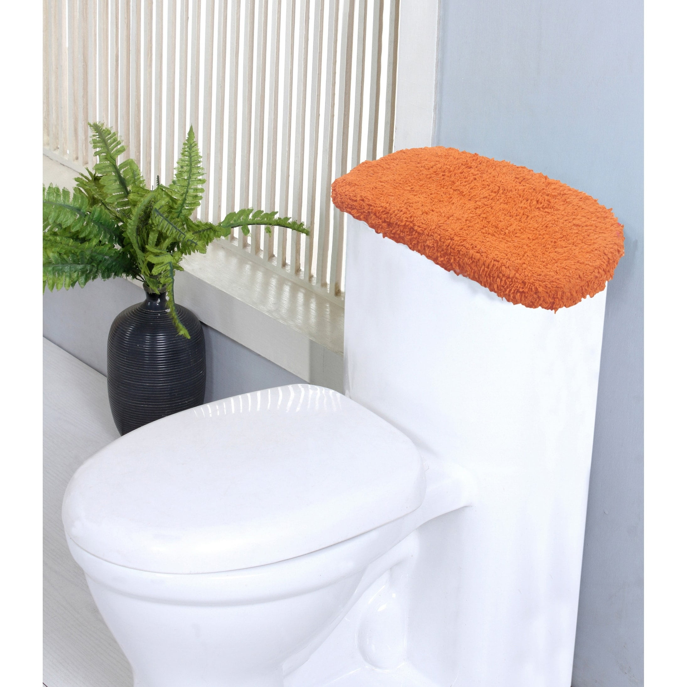 Home Weavers Inc HomerWeavers WaterFord Collection fabric Toilet Tank Cover Cotton Soft,Machine Washable 10"x22" Toilet Tank Lid Cover Terracotta