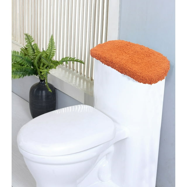 Home Weavers Inc HomerWeavers WaterFord Collection fabric Toilet Tank Cover Cotton Soft,Machine Washable 10"x22" Toilet Tank Lid Cover Terracotta