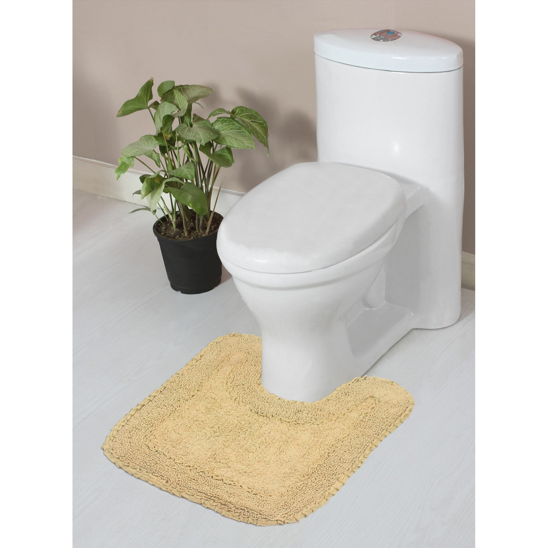Home Weavers Inc Radiant Collection Contour Rug, Cotton Soft Water Absorbent Rug, Non Slip U Shape Contour Machine Washable 20"x20" Contour Yellow