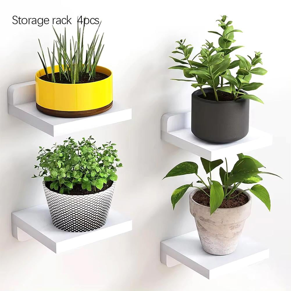 Fairy Small Floating Shelves, Wall Shelf Set of 4, Rustic Wood Small Wall Mounted Shelves, 5x5inches, Dark Carbonized Black