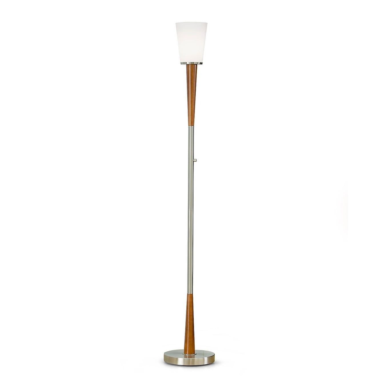 HomeGlam  Century 72" Wood Torchiere Floor Lamp, Dimmer with LED Bulb Brushed Nickel Nickel Brushed