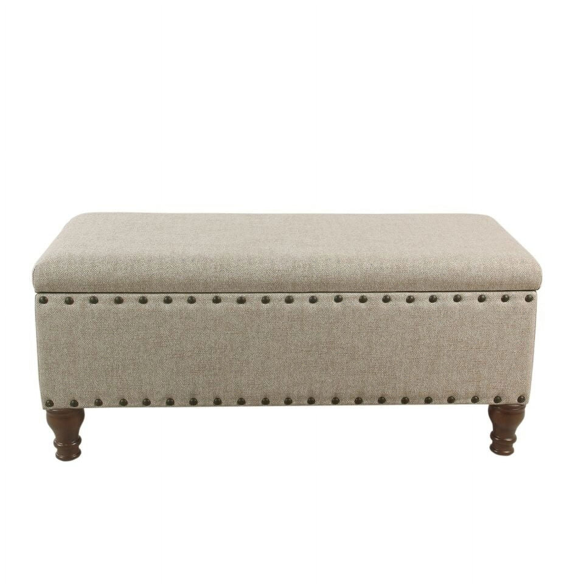 HomePop Large Storage Bench with Nailhead Trim - Taupe and Cream