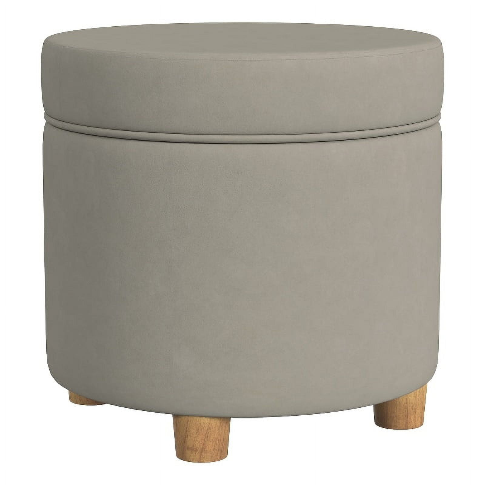 HomePop Round Storage Ottoman, Fawn Velvet