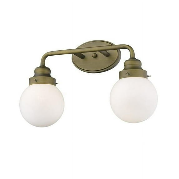 HomeRoots  11.75 x 18 x 6.75 in. Portsmith 2-Light Raw Brass Vanity Light