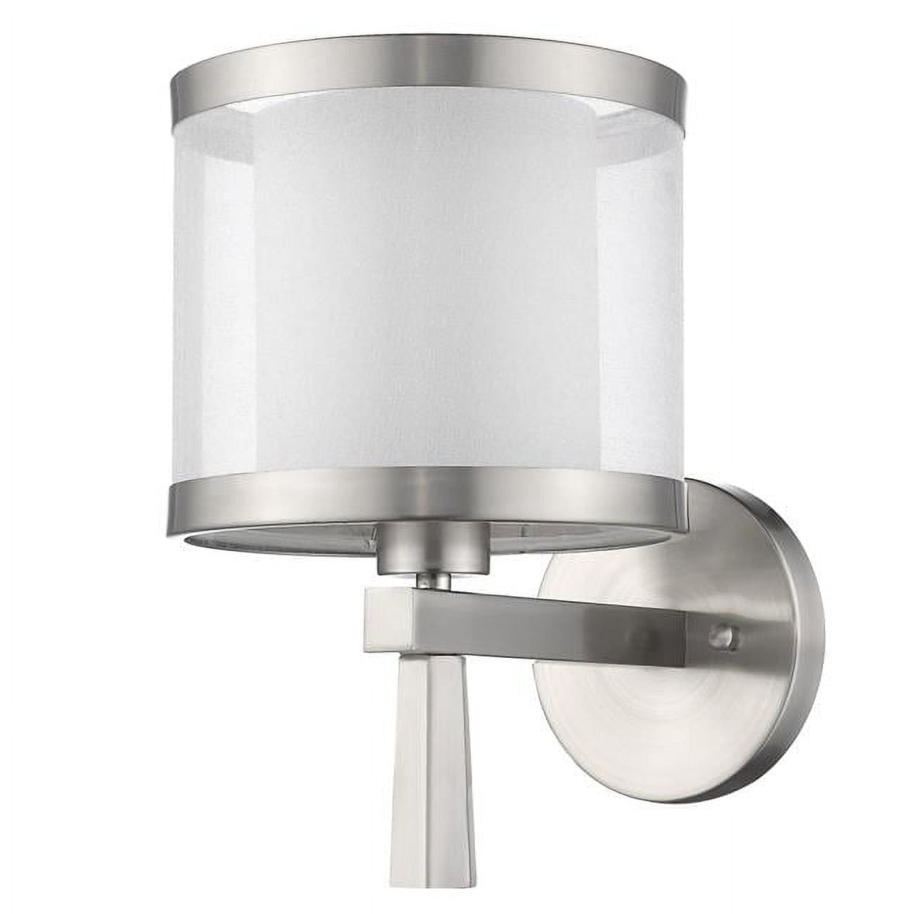 HomeRoots White and Silver Wall Light with Fabric Shade