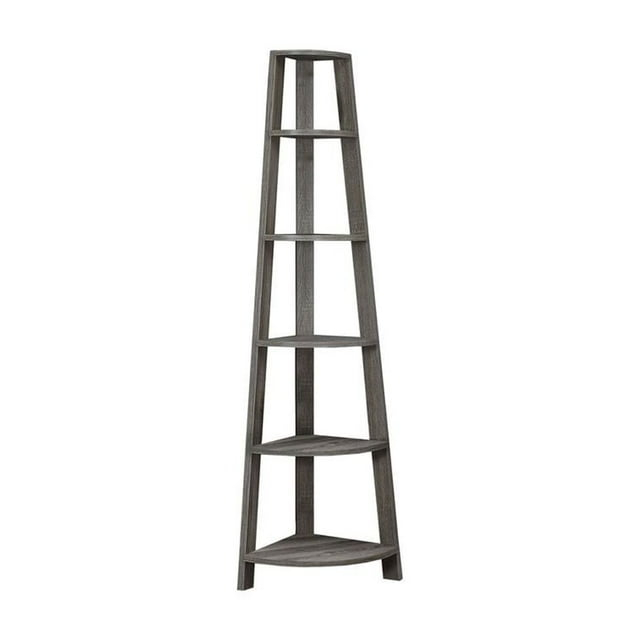 15.5" X 22.5" X 71.25" Dark Taupe Particle Board  Bookshelf