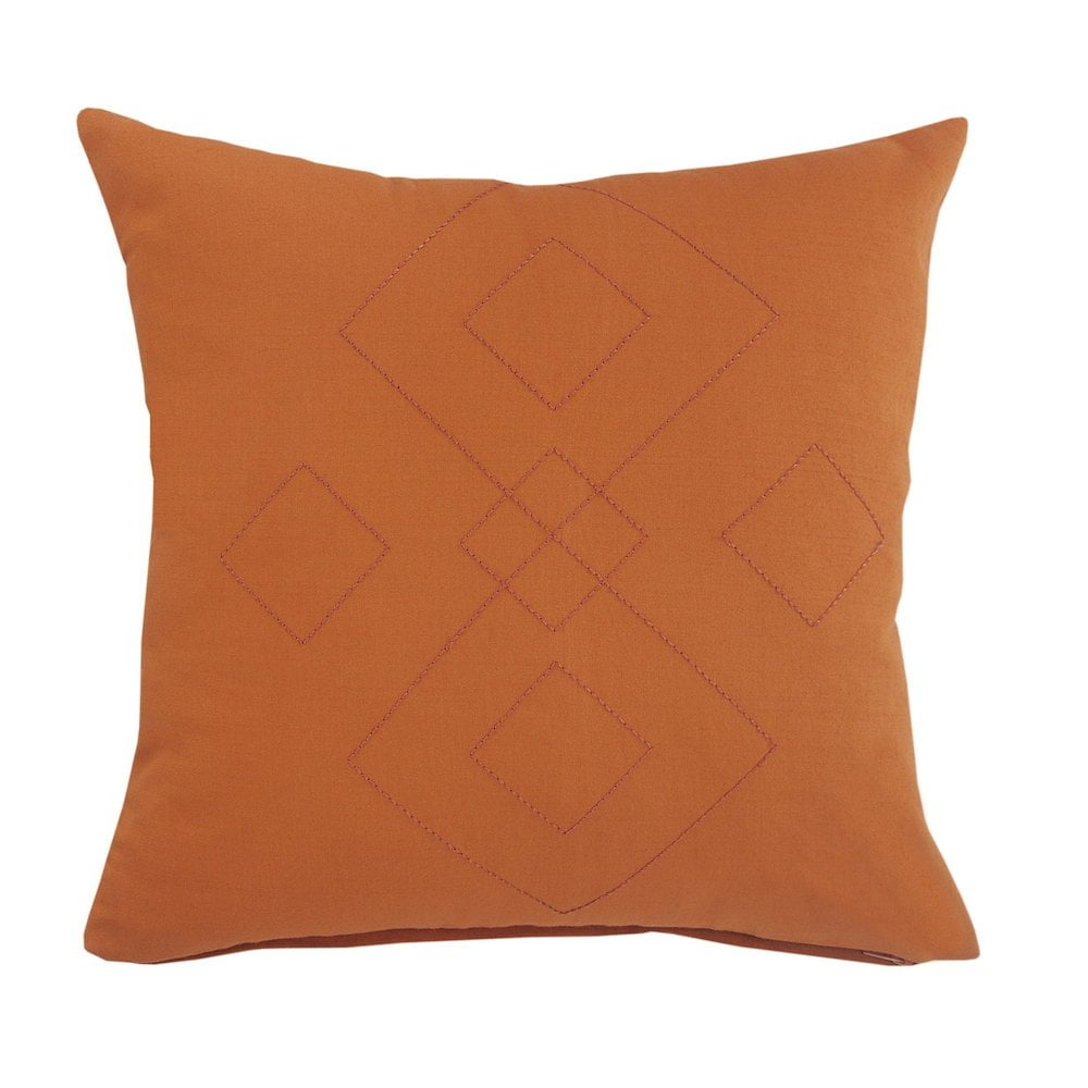HomeRoots 20" X 20" Orange And Dark Orange 100% Cotton Diamond Zippered Pillow
