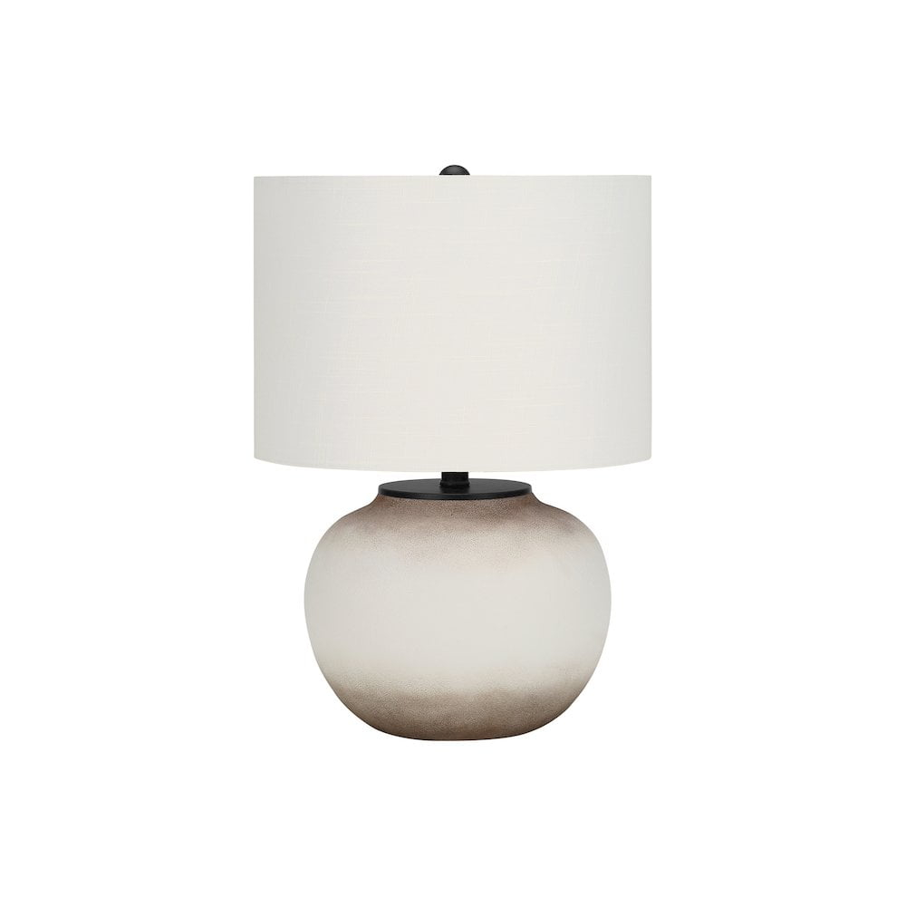 21 in. Ceramic Round Table Lamp with Cream Drum Shade, Cream