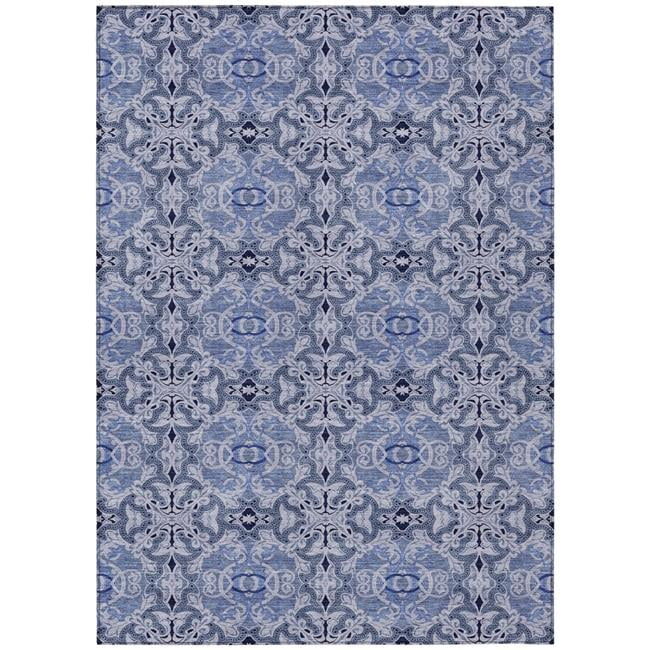 HomeRoots 586744 3 x 5 ft. Medallion Washable Indoor & Outdoor Rectangle Area Rug, Navy Blue & Sky Blue