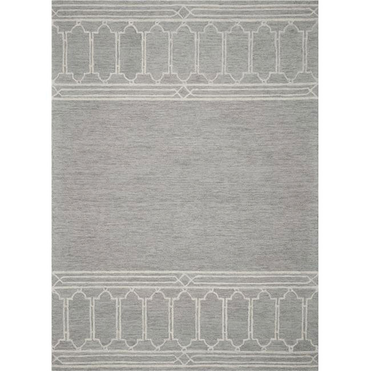 3' x 5' Grey Geometric Pattern Wool Area Rug