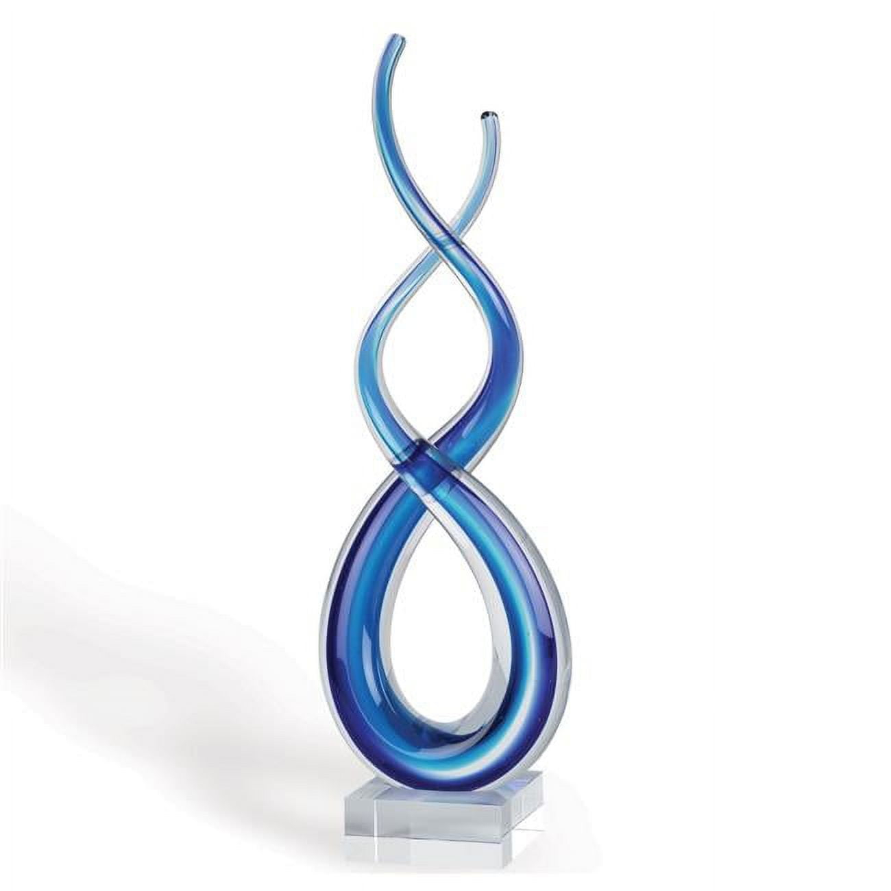 14" Blue Art Glass Centerpiece on Crystal Base