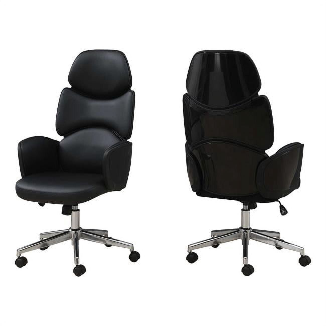 HomeRoots 376546 Black Leather Look High Back Executive Office Chair
