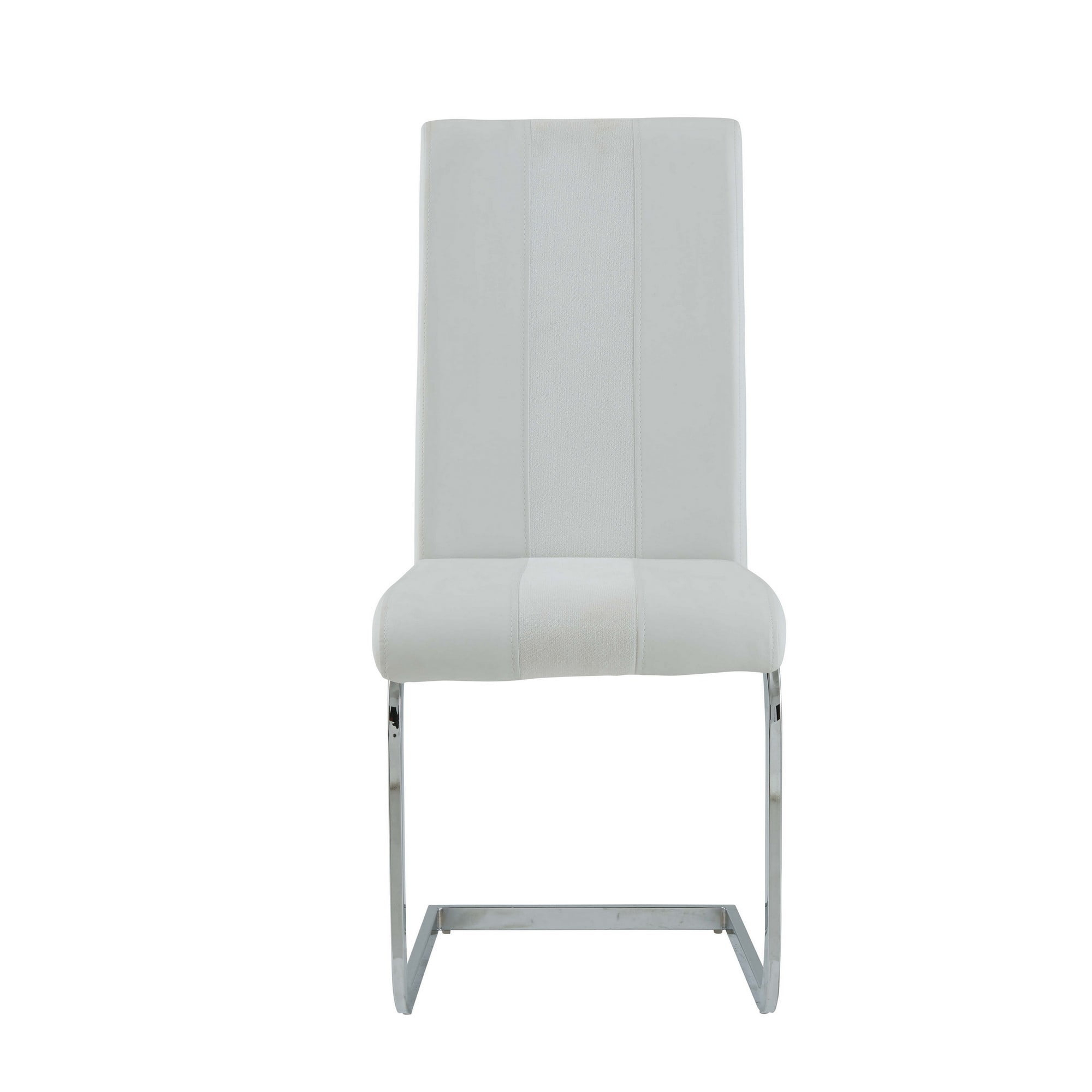 White Two Toned Dining Chairs with Silver Tone Metal Base - Pack of 4