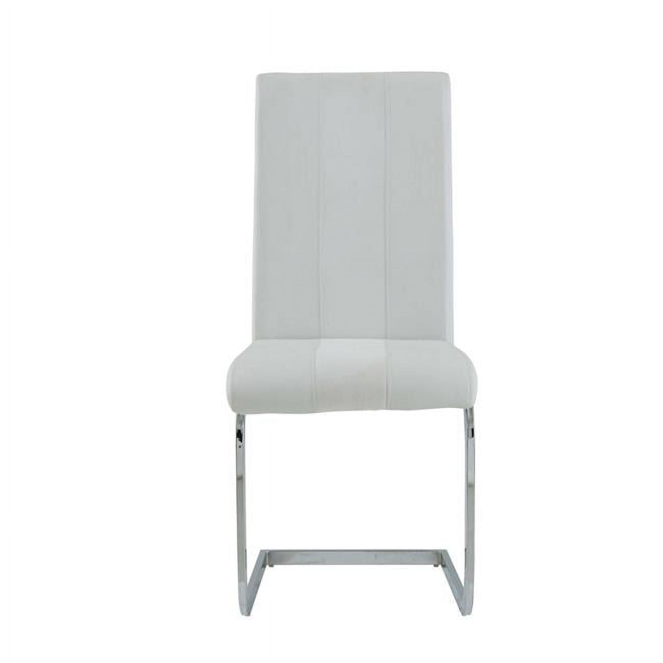 White Two Toned Dining Chairs with Silver Tone Metal Base - Pack of 4