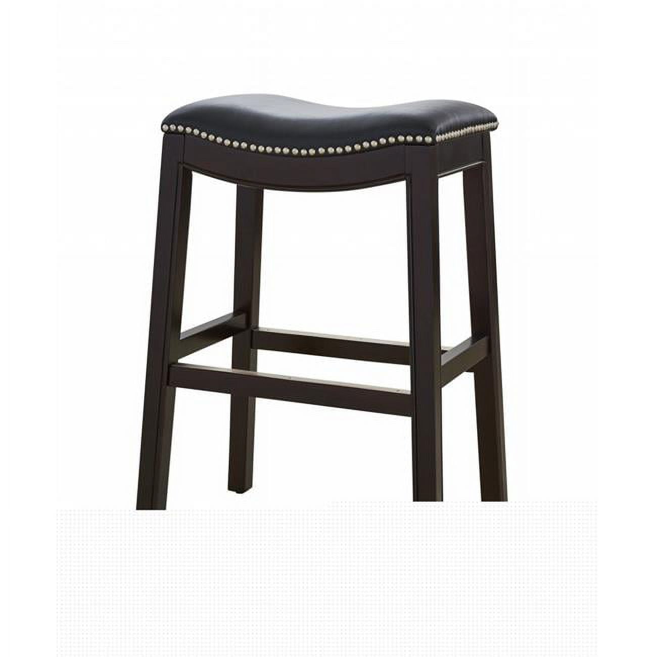 25" Espresso and Black Saddle Style Counter Height Bar Stool