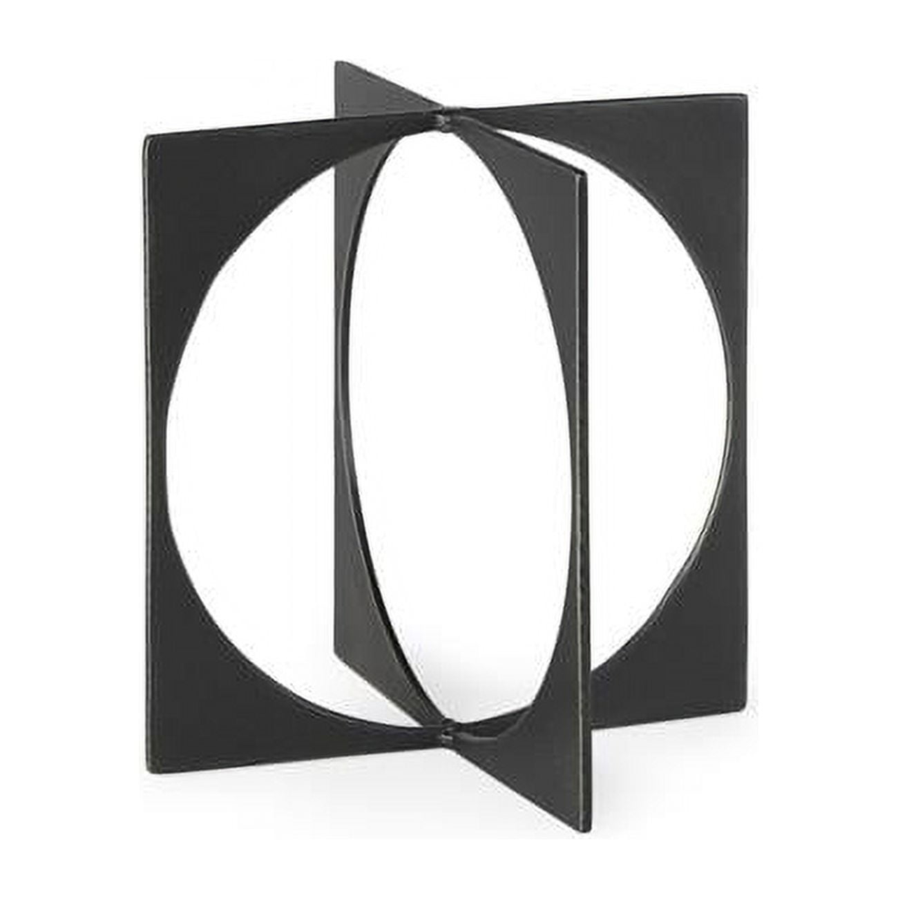 9" Charcoal Gray Metal Circle Square Sculpture