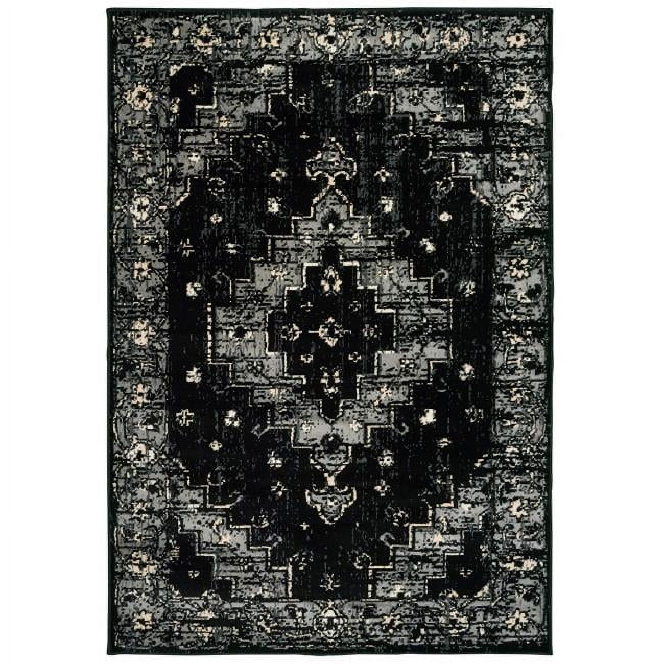 5â€™ x 7â€™ Black Medallion Oriental Area Rug