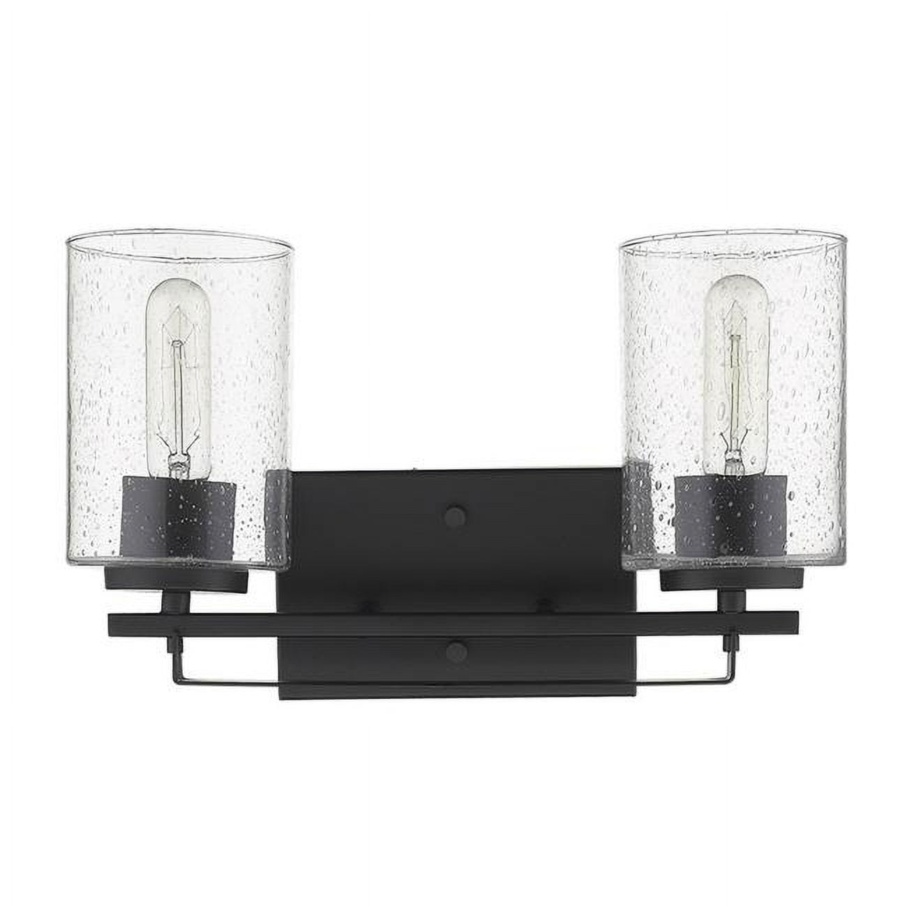 HomeRoots Black Metal and Textured Glass Two Light Wall Sconce