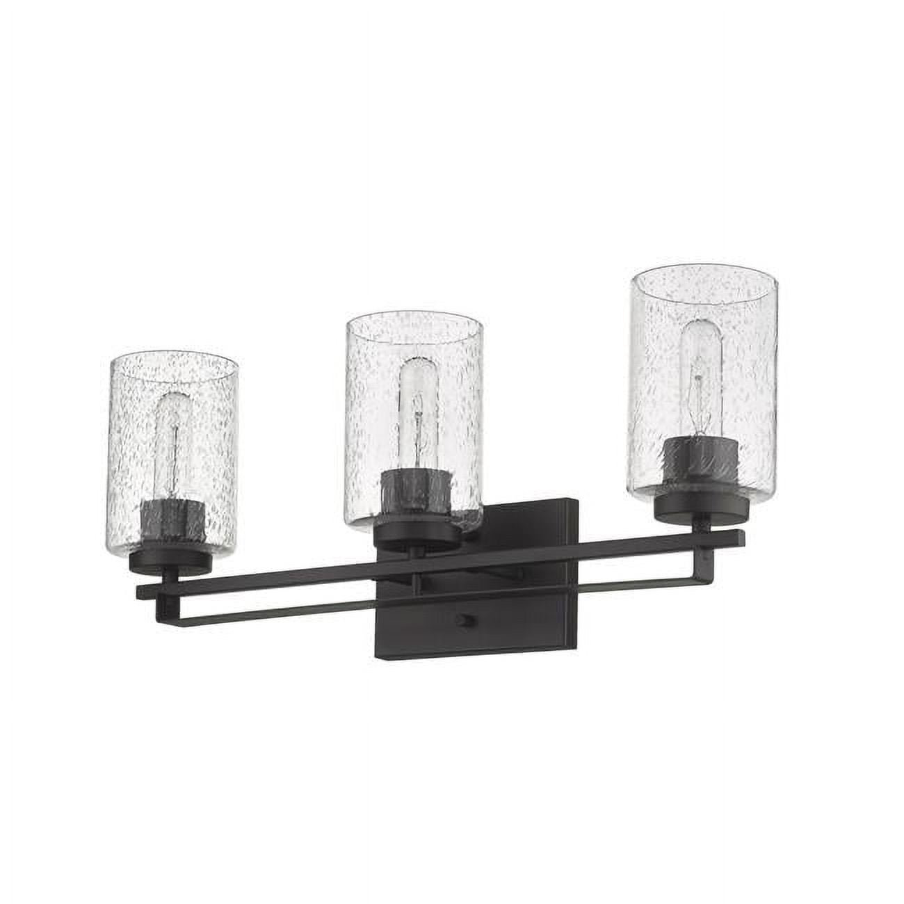 HomeRoots Bronze Metal and Textured Glass Three Light Wall Sconce