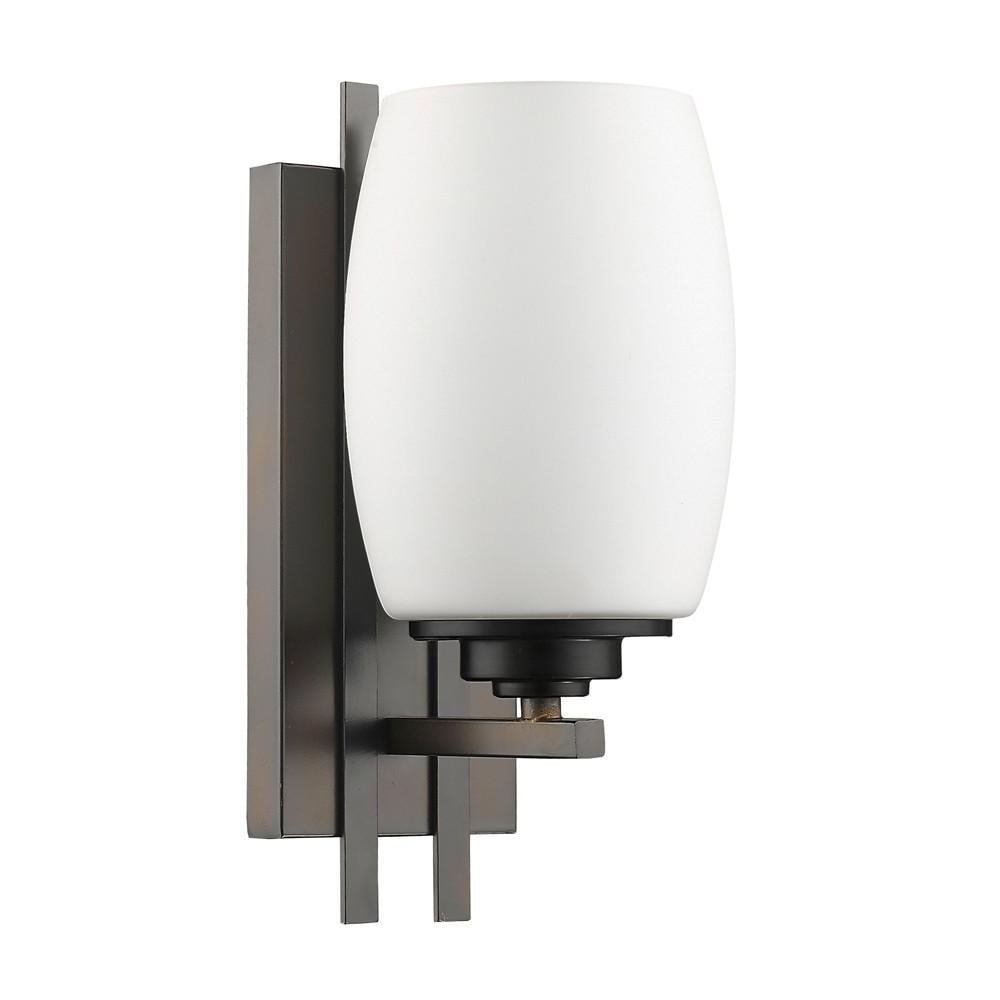 HomeRoots Geometric Bronze Wall Sconce with Frosted Glass Shade