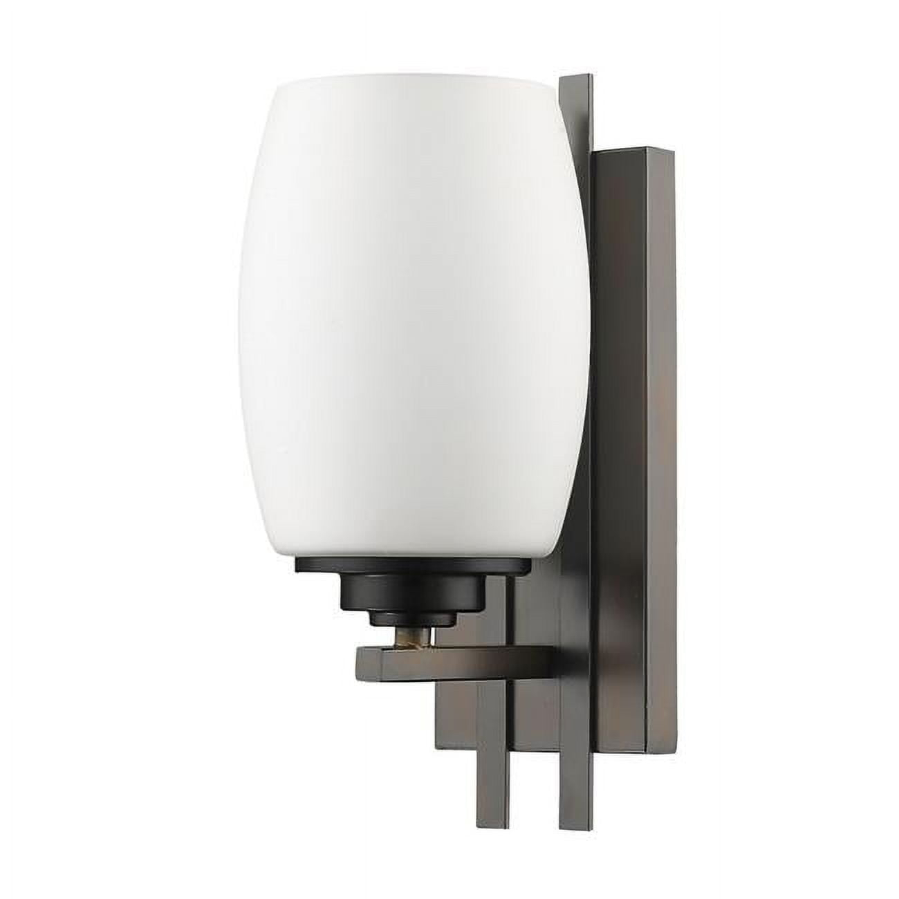 HomeRoots Geometric Bronze Wall Sconce with Frosted Glass Shade