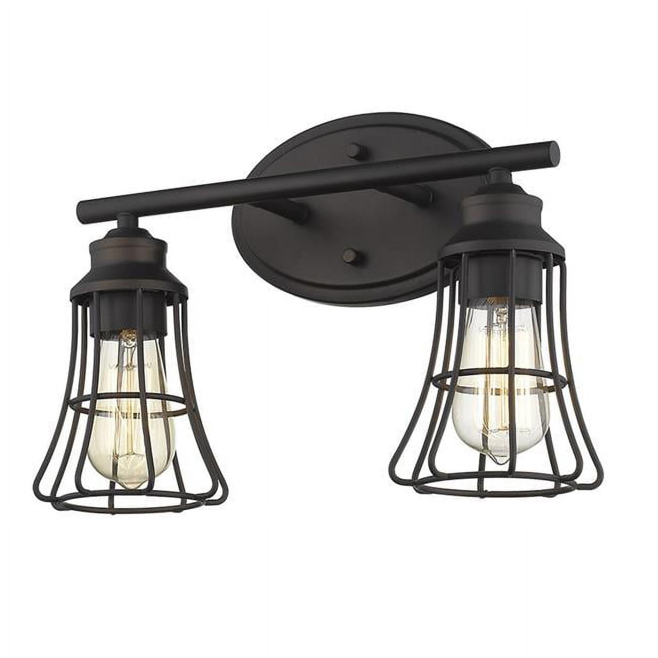 HomeRoots Two Light Bronze Cage Wall Light