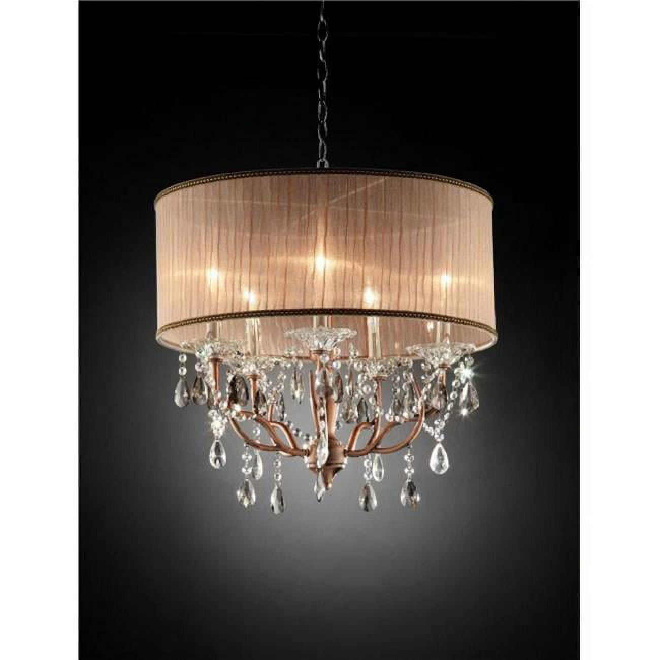 Silver and Pink Faux Crystal Hanging Chandelier Lamp