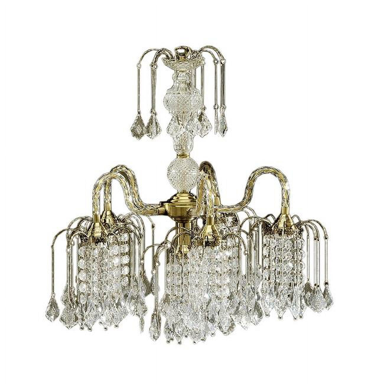 Two Tier Crystal and Brass Hanging Chandelier Light