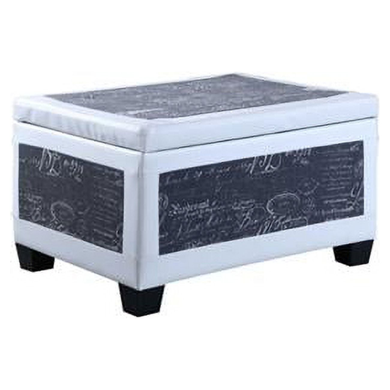 Black Postcard Faux Leather Storage Bench and Two Ottomans