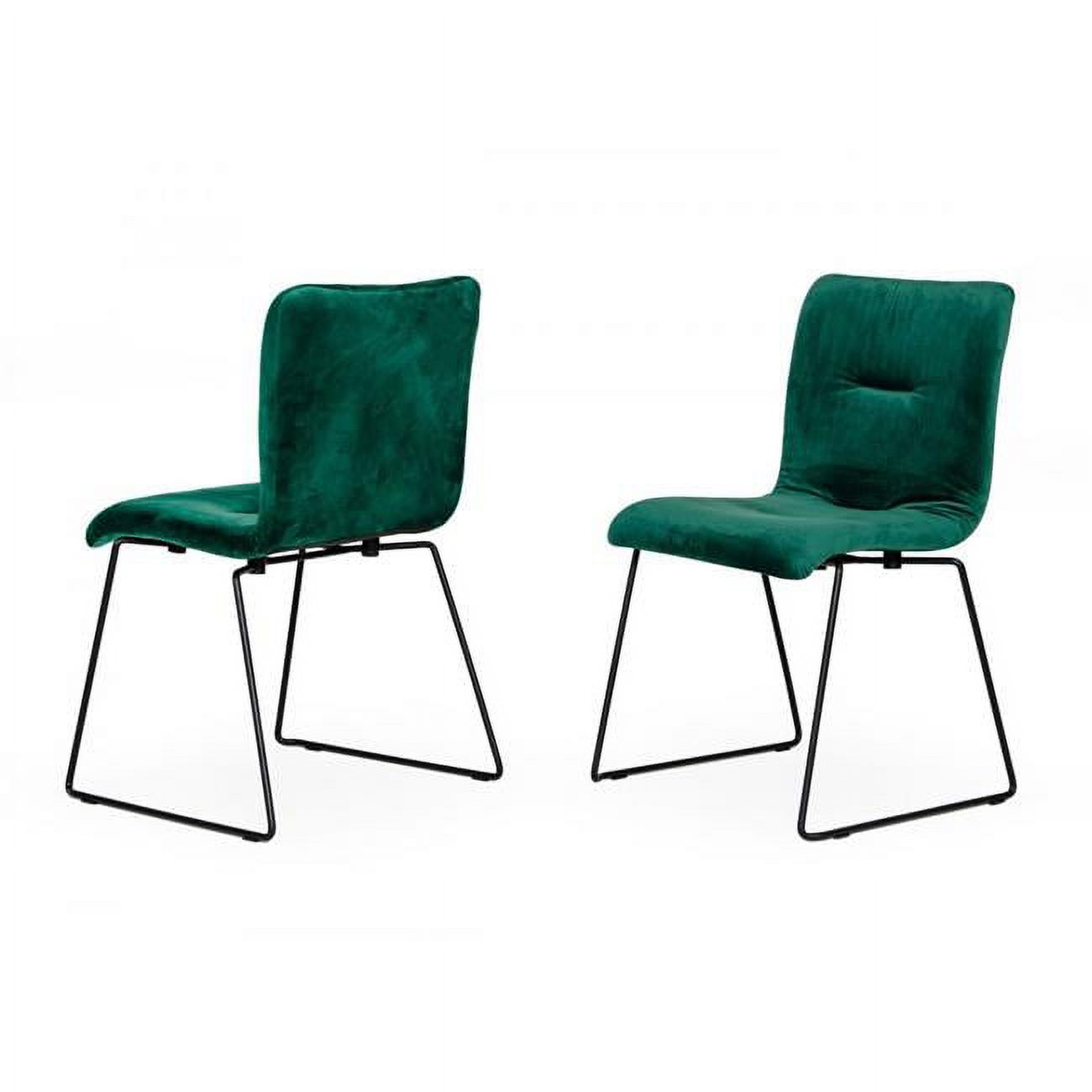 Set of Two Emerald Green Velvet Dining Chairs