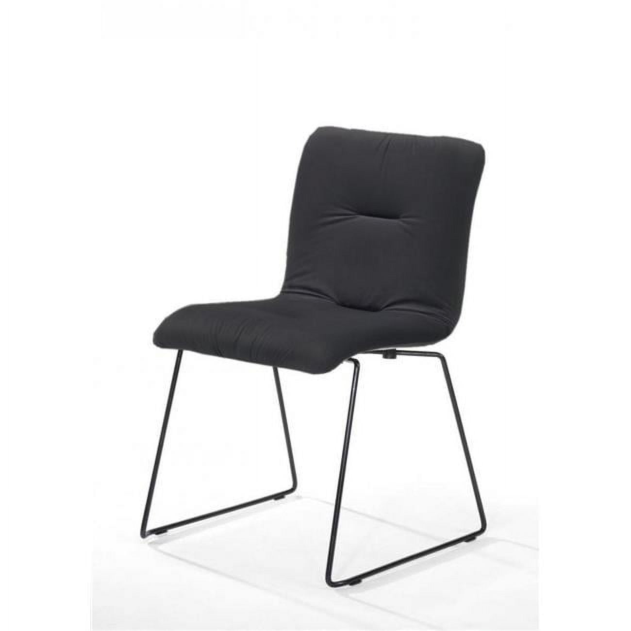 Set of Two Dark Gray Velvet Dining Chairs