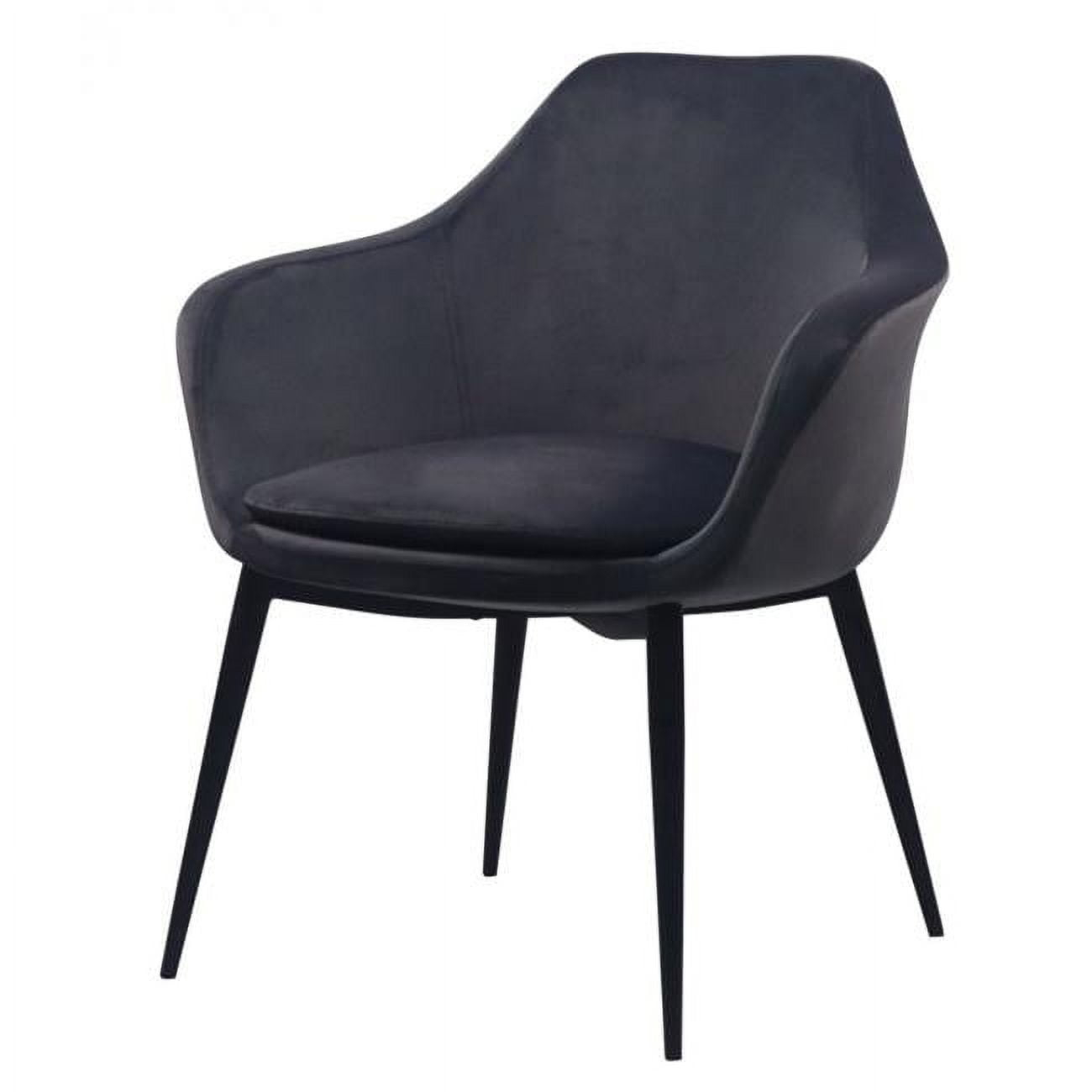 Homiyad Modern Grey Velvet & Black Dining Chair