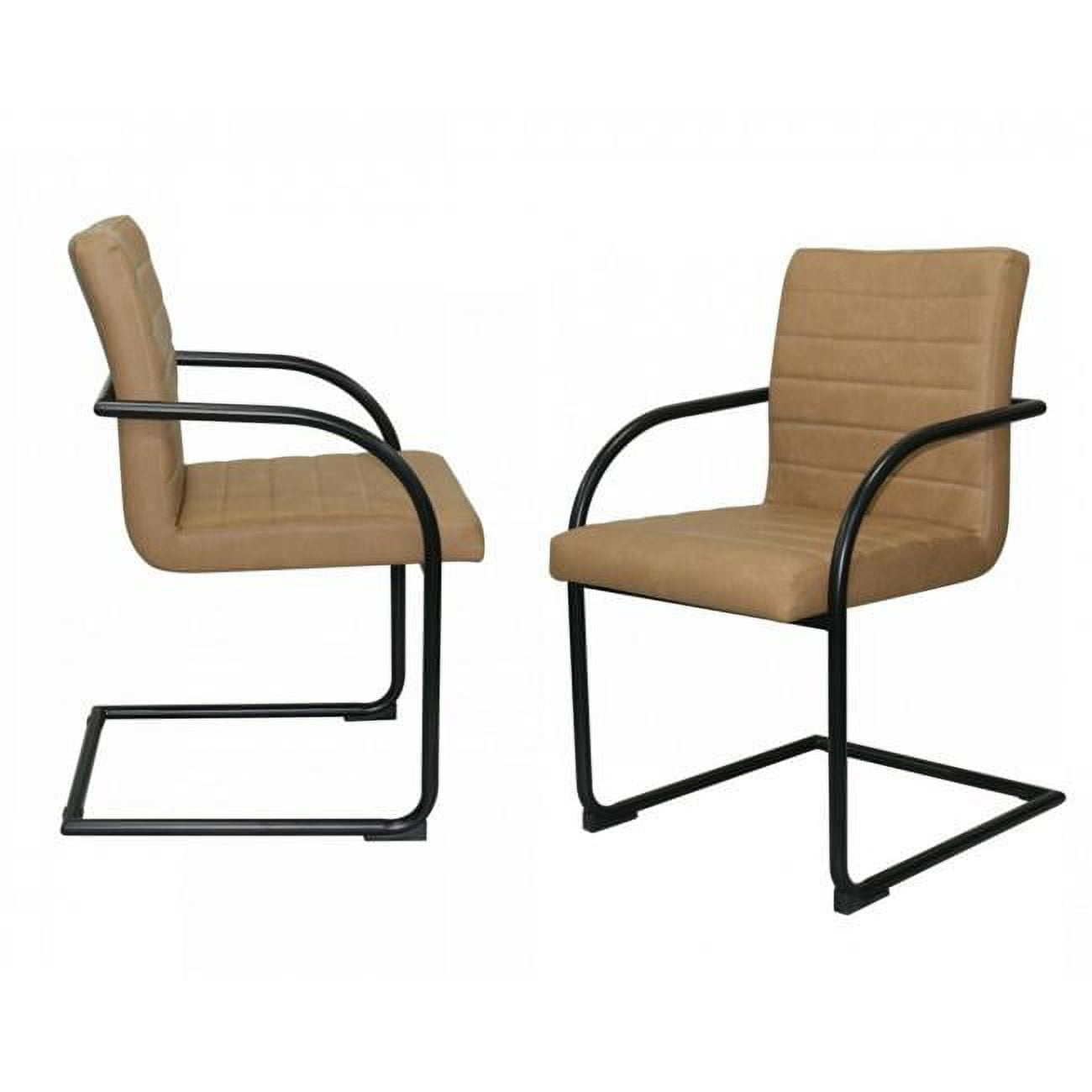Tan Faux Leather Industrial Dining Chairs - Set of 2