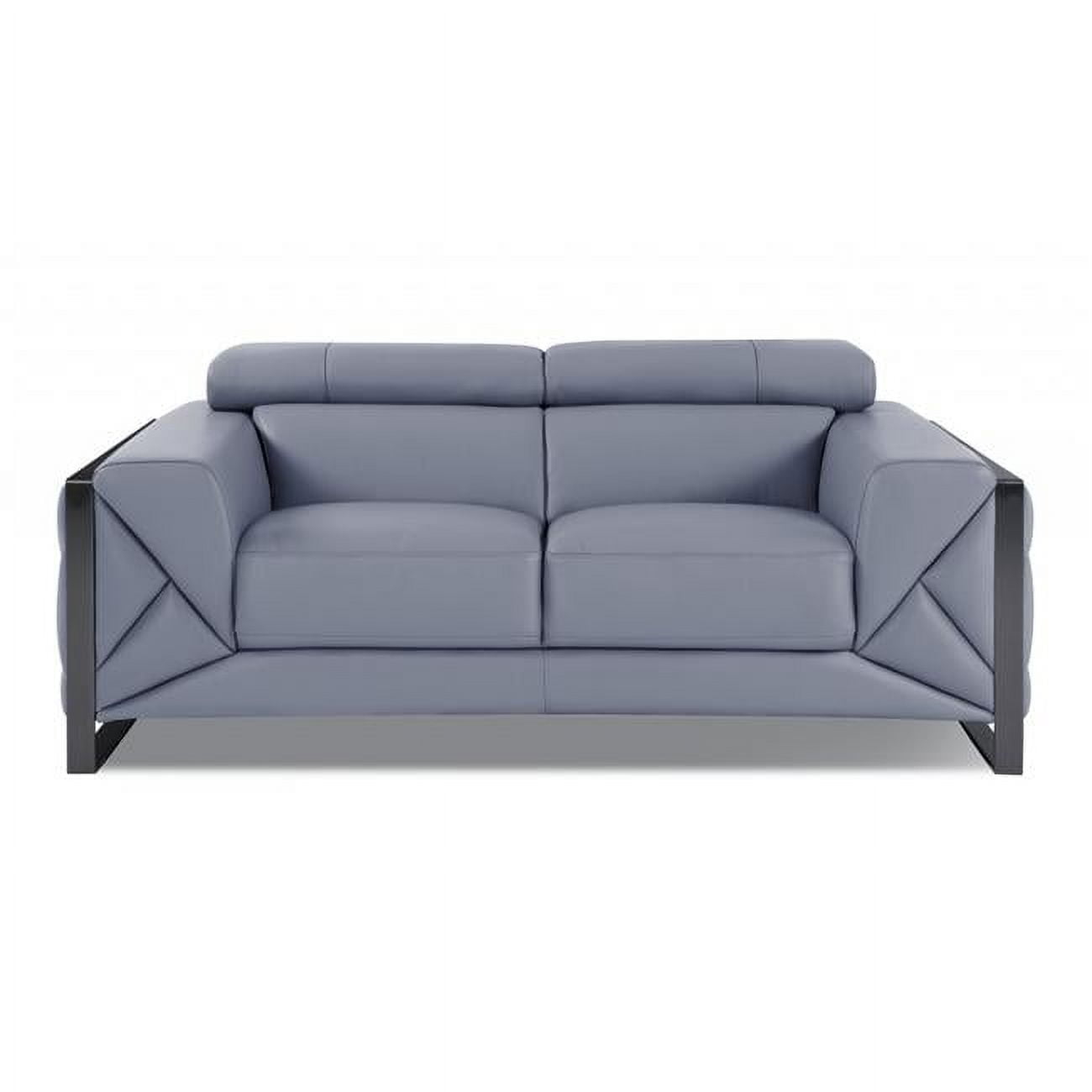 HomeRoots 477563 75 in. Tufted Italian Leather Loveseat, Light Blue