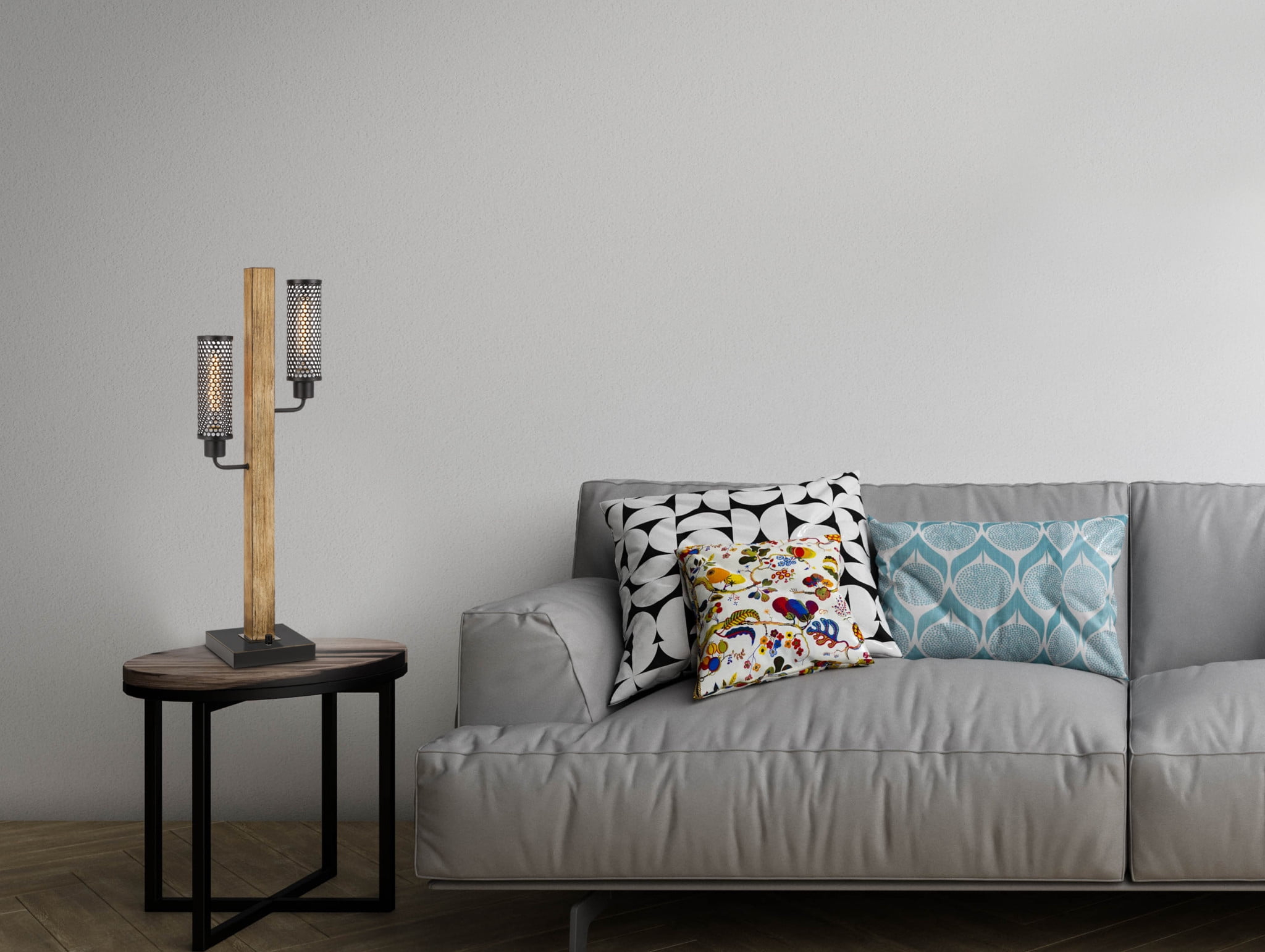 HomeRoots 524673 32 in. Brown Metal Two Light Table Lamp with Bronze Novelty Shade