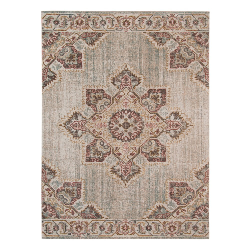 HomeRoots 7' X 9' Beige Medallion Power Loom Area Rug