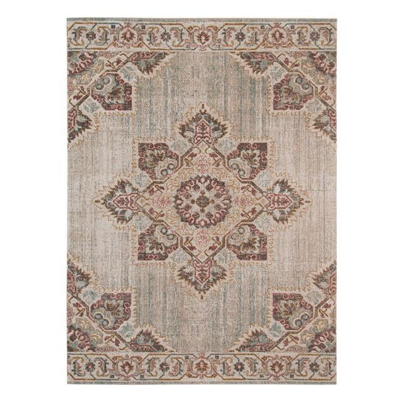 HomeRoots 7' X 9' Beige Medallion Power Loom Area Rug