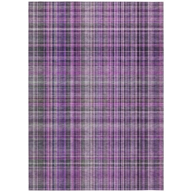 HomeRoots 561906 3 x 5 ft. Purple Plaid Washable Non Skid Indoor Outdoor Rectangle Machine Woven Area Rug