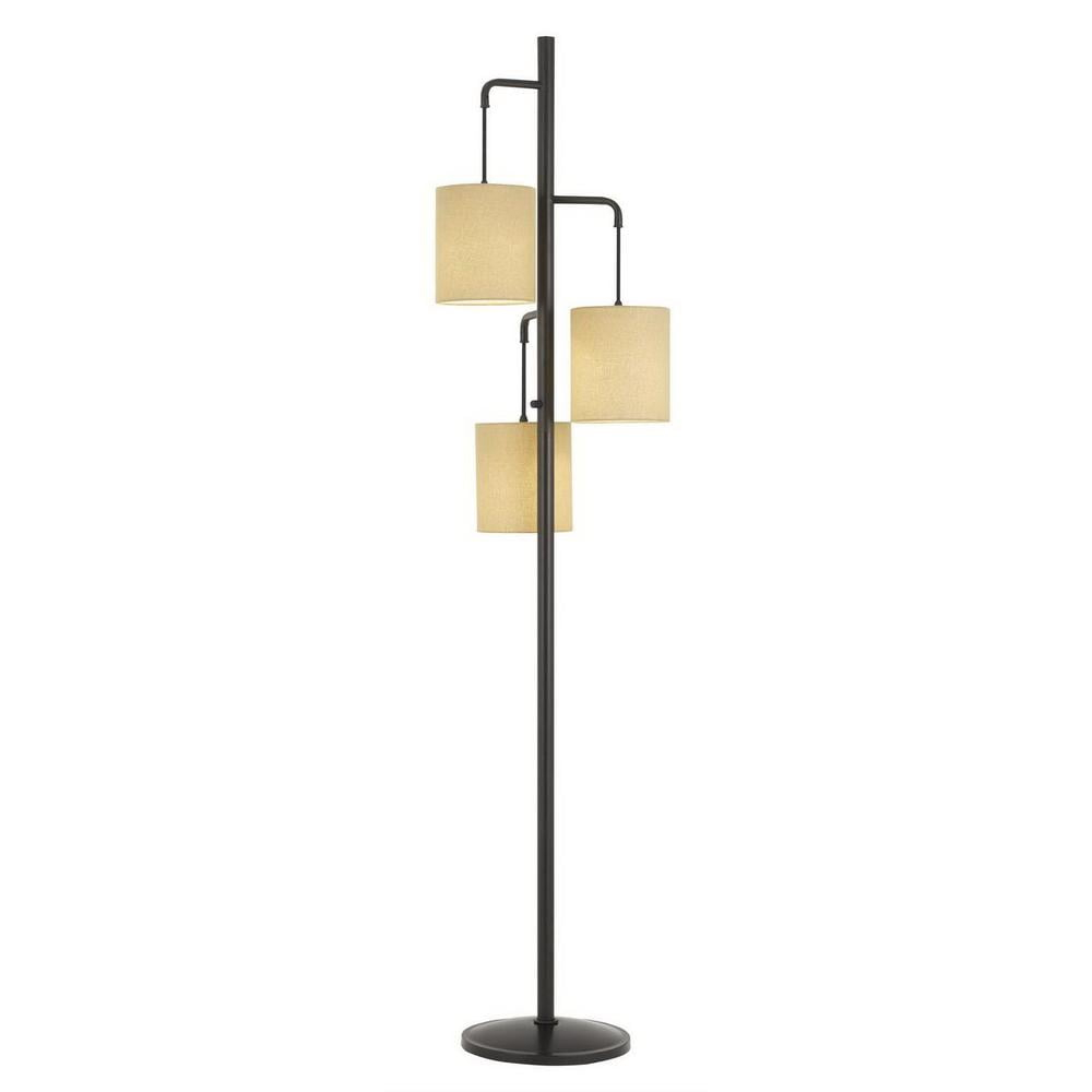 HomeRoots 72" Bronze Three Light Traditional Shaped Floor Lamp With Beige Drum Shade
