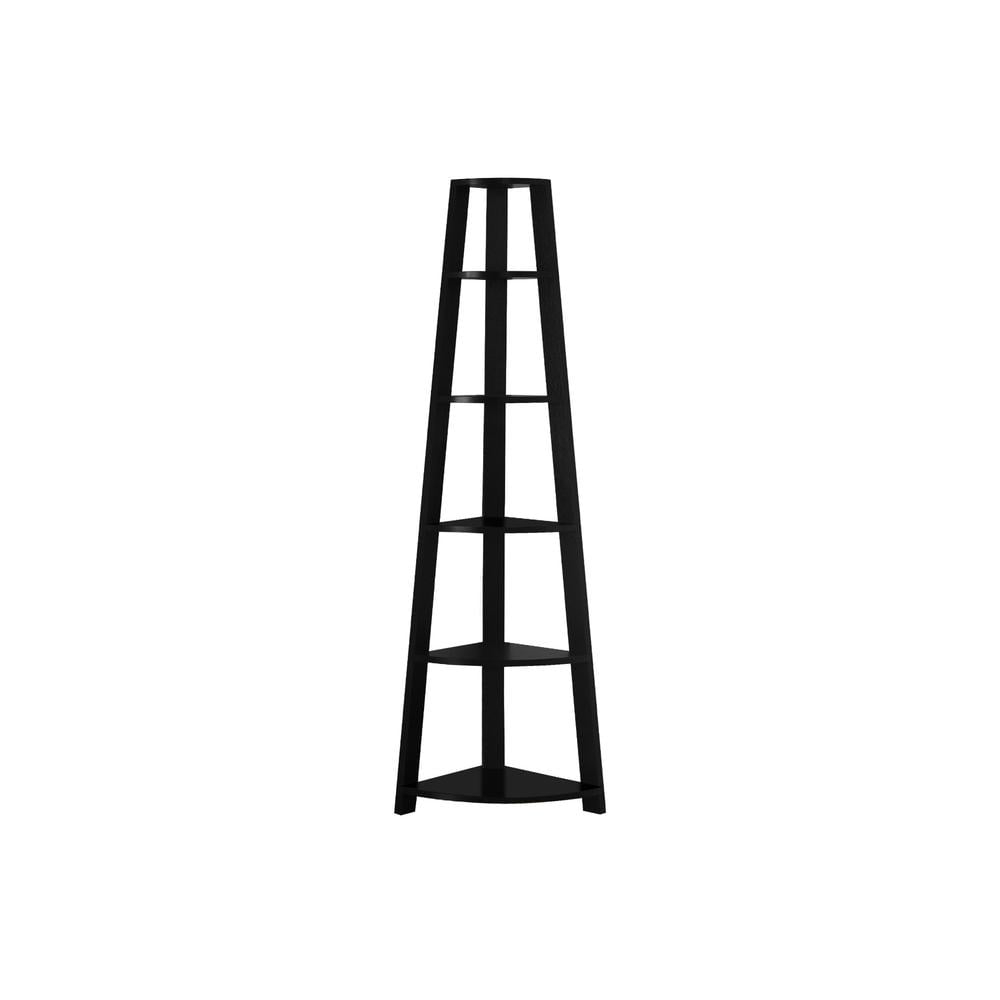 15.5" x 22.5" x 71.25" Black Particle Board Bookshelf