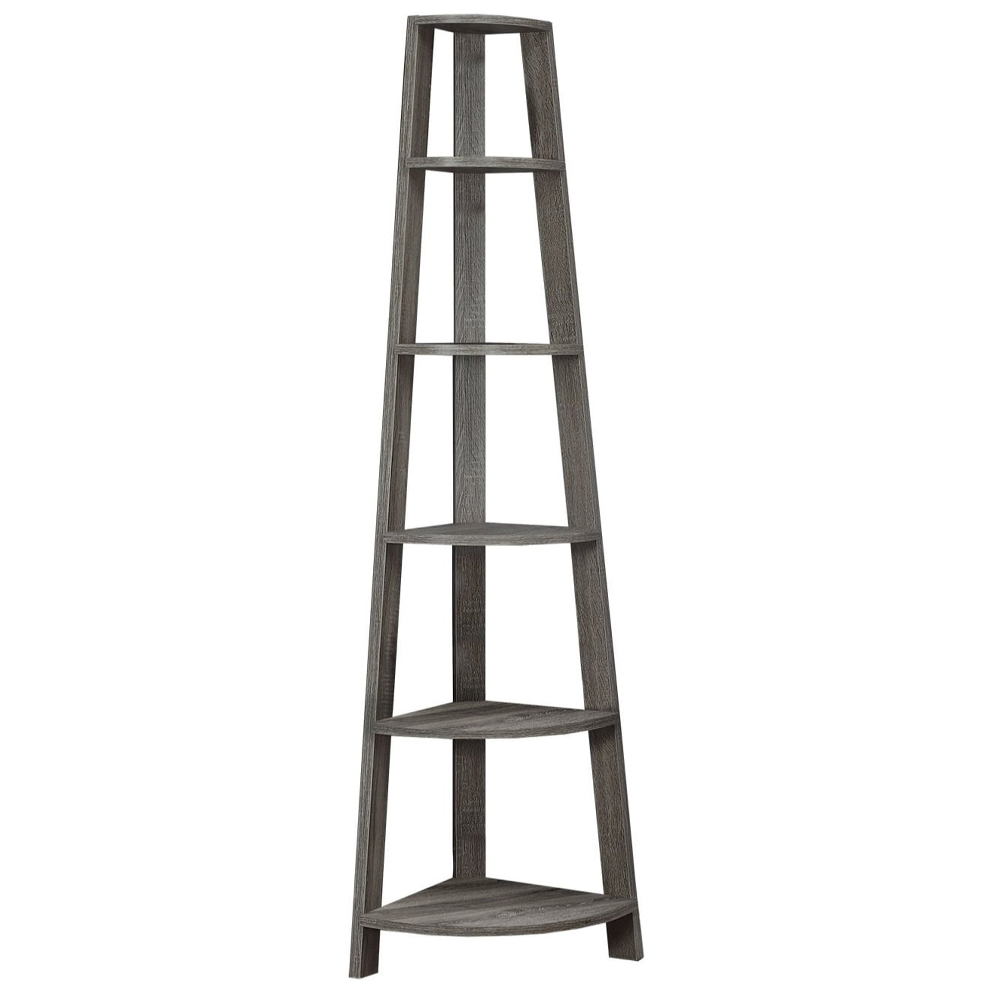 15.5" X 22.5" X 71.25" Dark Taupe Particle Board  Bookshelf