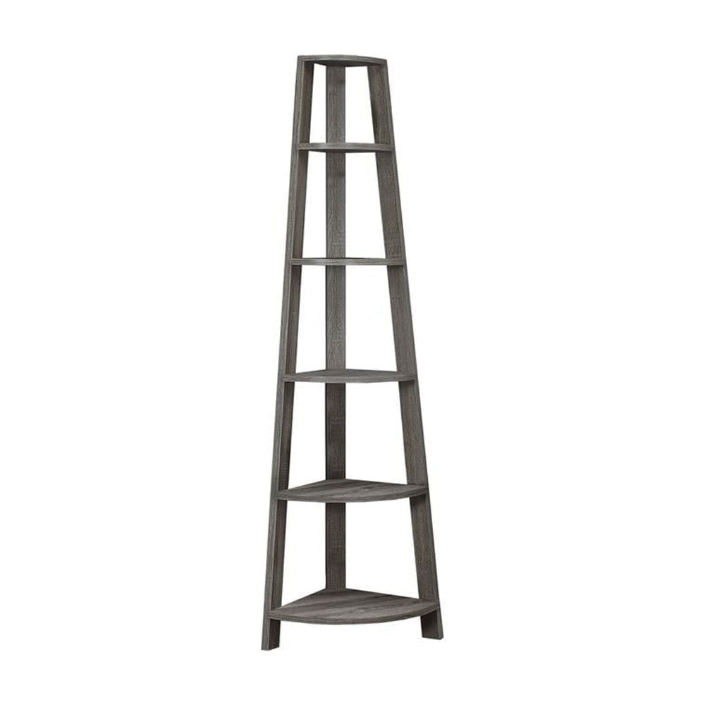 15.5" X 22.5" X 71.25" Dark Taupe Particle Board  Bookshelf