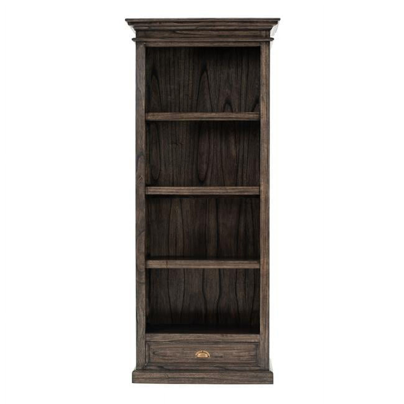 NovaSolo Halifax Mindi Wood Bookcase with 4-Shelves and 1-Drawer in Black Wash