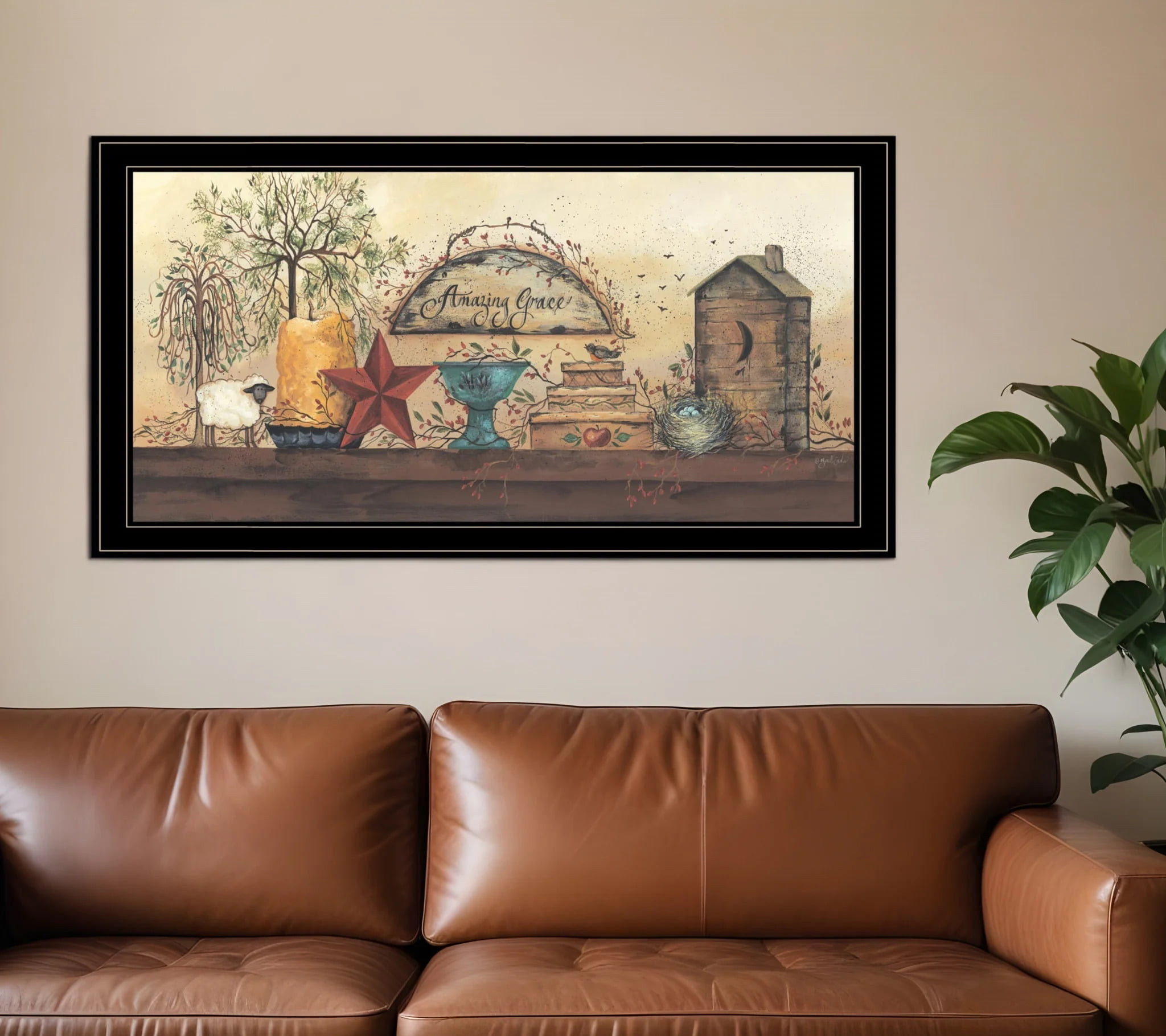 HomeRoots Amazing Grace Shelf 2 Black Framed Print Wall Art