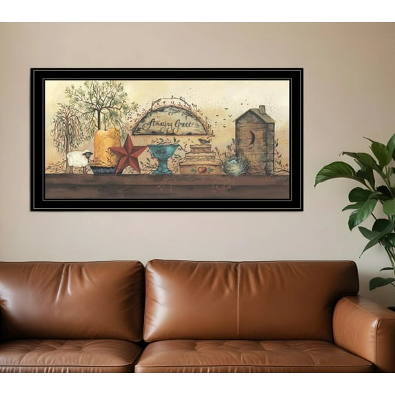 HomeRoots Amazing Grace Shelf 2 Black Framed Print Wall Art