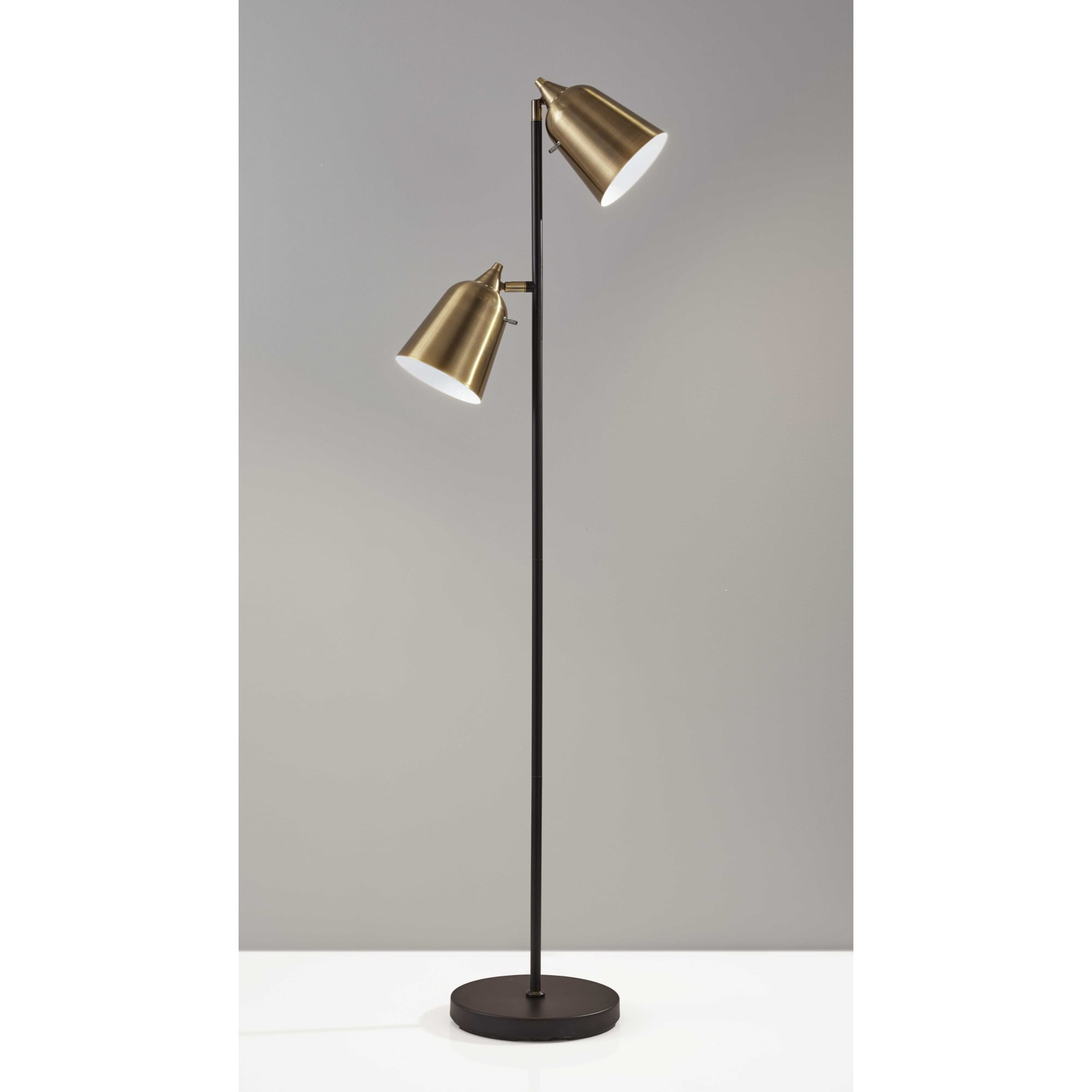 HomeRoots  58" Black Two Light Novelty Floor Lamp With Brass Cone Shade - 16